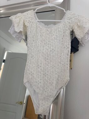 Nightcap White Lace Off-Shoulder Bodysuit